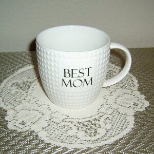 White Porcelain Hobnail "Best Mom" Mug, NWOT